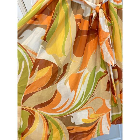 Unique Vintage Flying Tomato Abstact 1970s Flowy Dress Orange Sz Sm #36 - Picture 2 of 5
